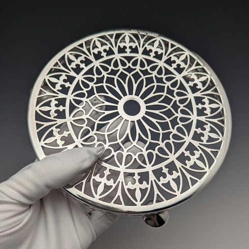 1923 年英國古董鍍銀茶壺杯墊